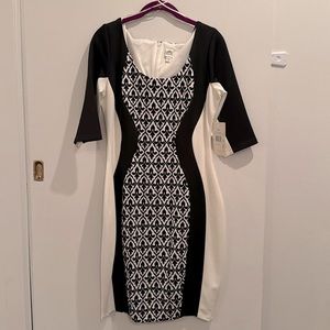 BRAND NEW: 3/4 Sleeve Black and white Bodycon Dress